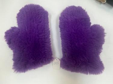 Purple Faux Fur Mittens Womens Luxury Cozy Gloves