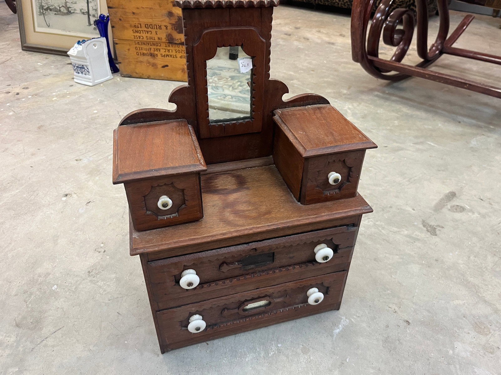 Mahogany Doll House Miniature Furniture Dresser: Mahogany Doll House Miniature Furniture Dresser, 18h x 12.5 x 6.5