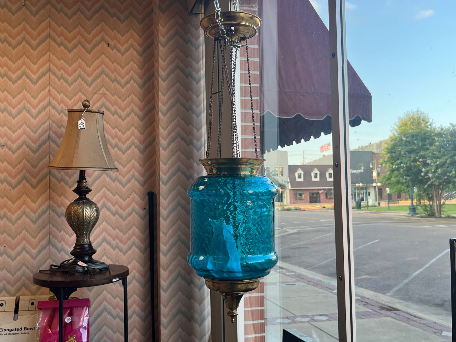 VTG Electrified Blue Glass Lantern (1 of 2)