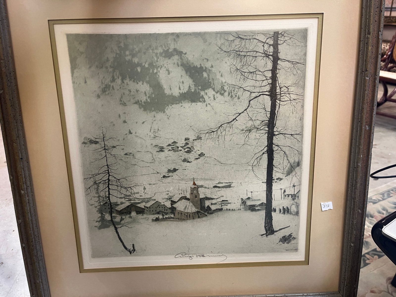 Signed in Pencil, Print 'Snow Scene (1 of 3)