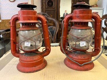 VTG 2-Dietz Red Cornet Kerosene Lanterns