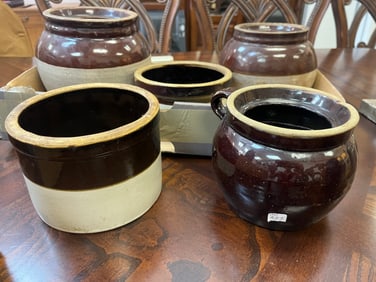 5-Assorted Antique Stoneware Crocks