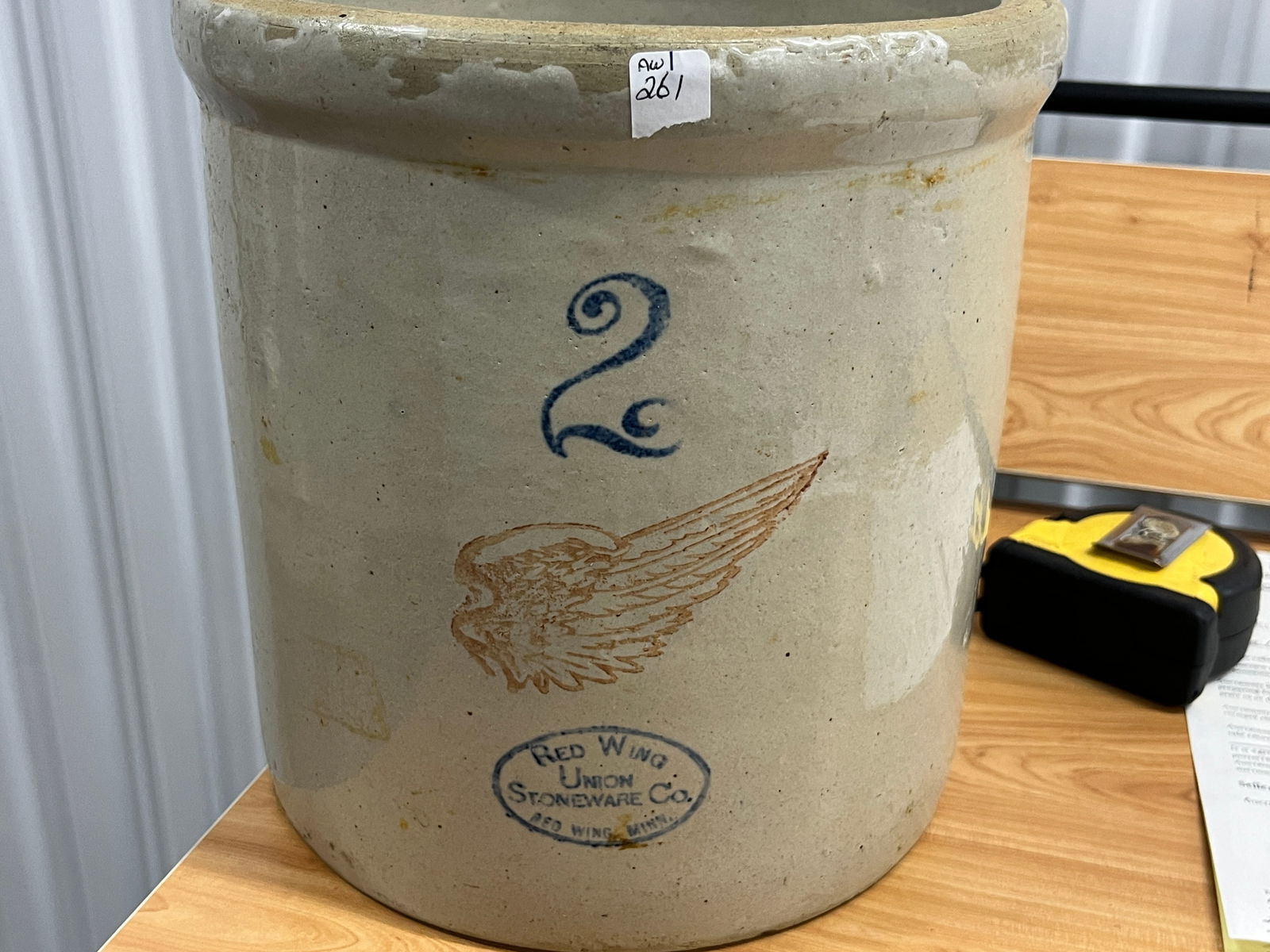 Antique  #2 Stoneware Redwing Crock (1 of 3)