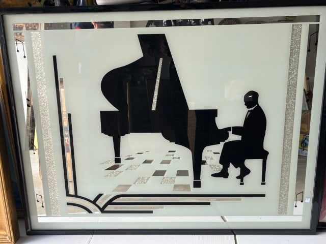MCM Art Work with a Silhouette Design of a Piano Player (1 of 2)