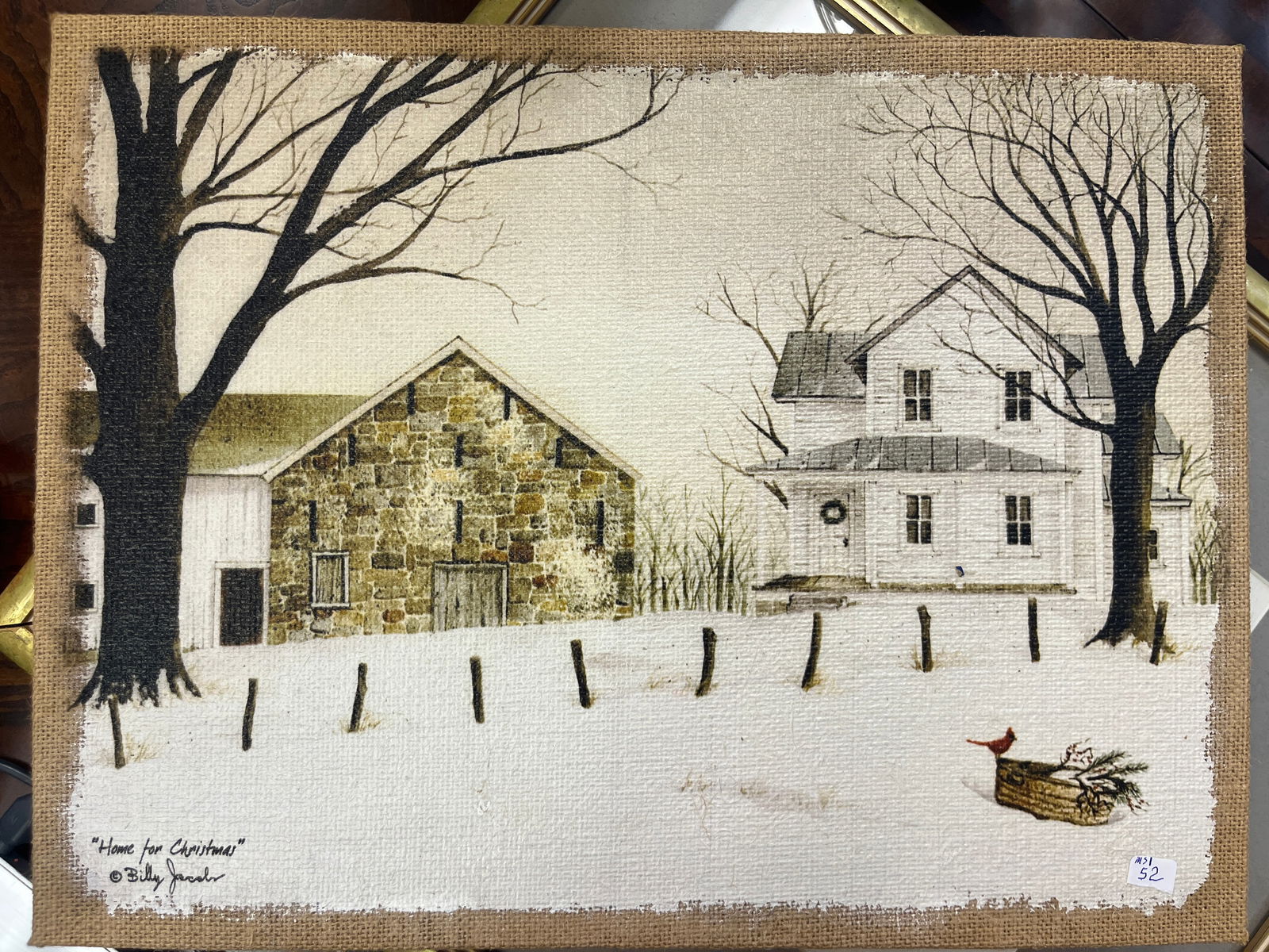 Painting on Burlap, Winter Scene-Home For Christmas (1 of 1)