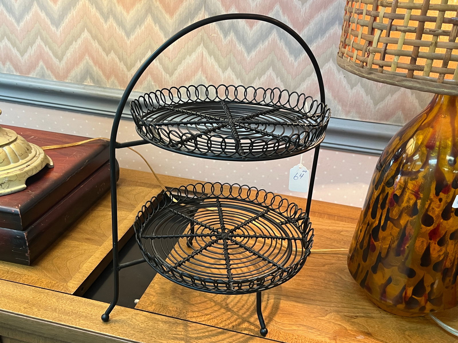 Black Metal 2-Tier Desert Stand, 15h x 13w (1 of 2)