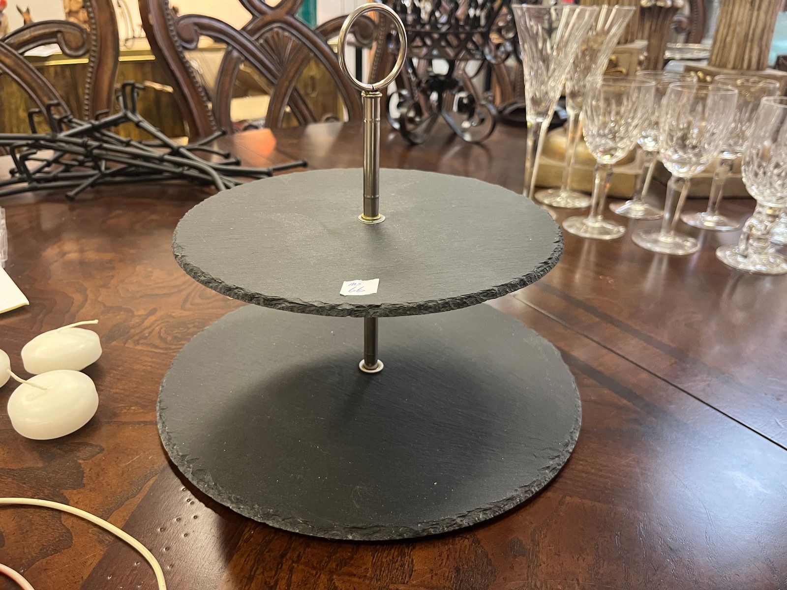 2-Tier Black Slate 10"h Serving Stand (1 of 2)