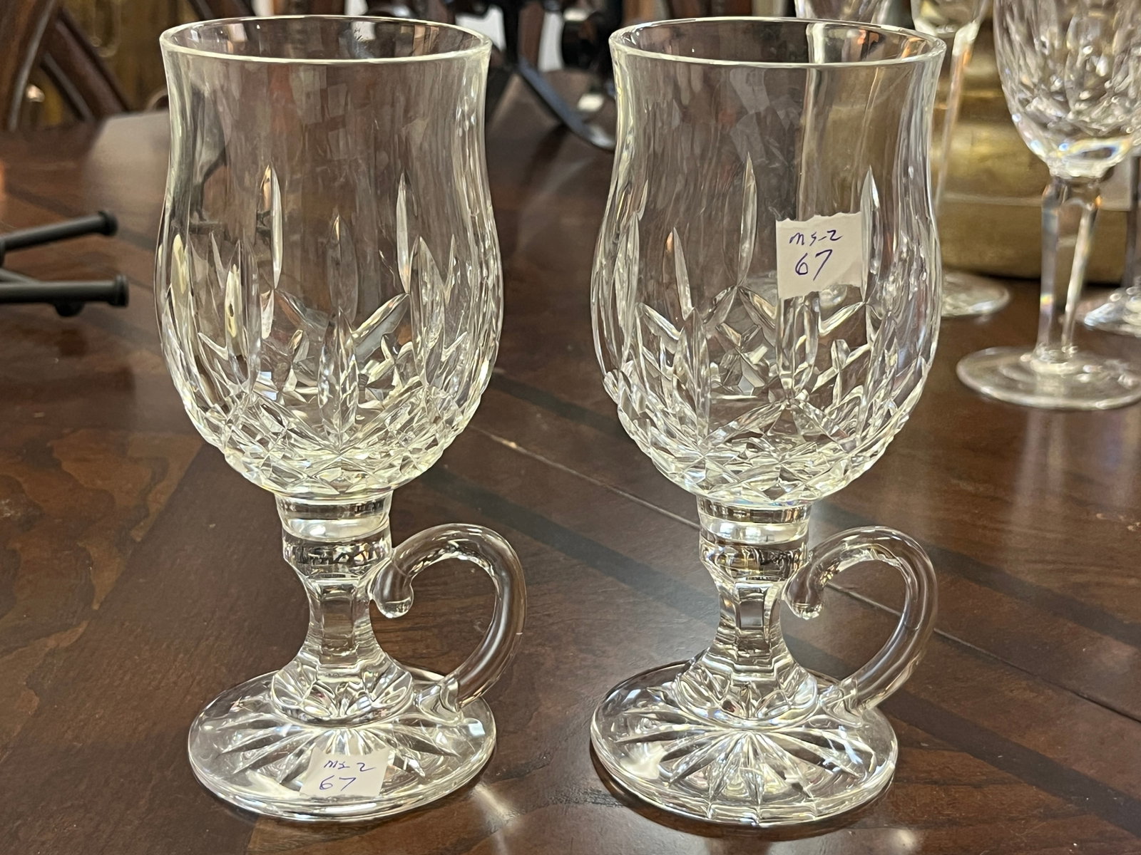 2-Waterford Lismore Crystal Irish Coffee Cups: 2-Waterford Lismore Crystal Irish Coffee Cups