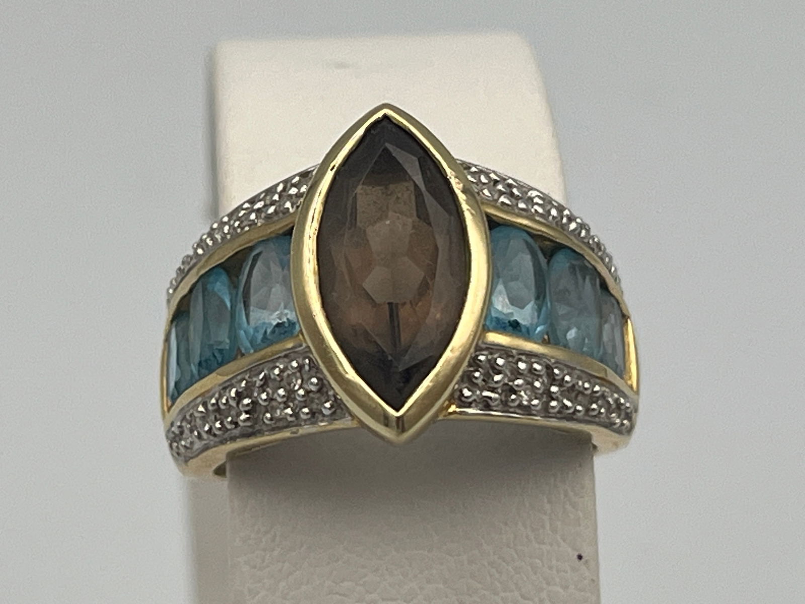 14k WG Blue & Amber Topaz Ring (1 of 4)