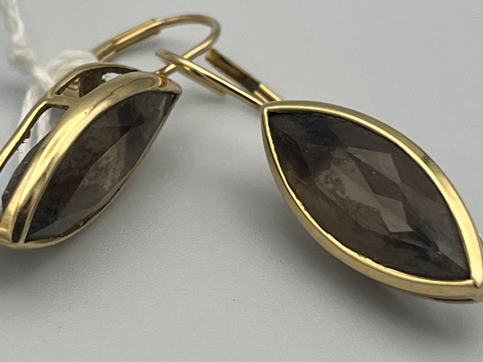 14k YG Smokey Marquise Topaz Earrings .585: 14k YG Smokey Marquise Topaz Earrings, twt. 3.56..stamped .585