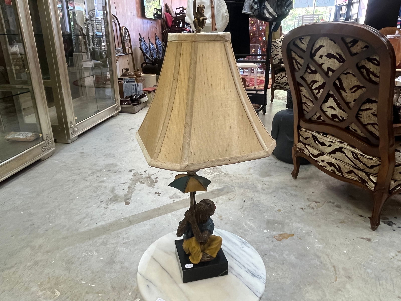 VTG Black Marble Base Cold Painted Bronze Monkey Lamp (1 of 7)