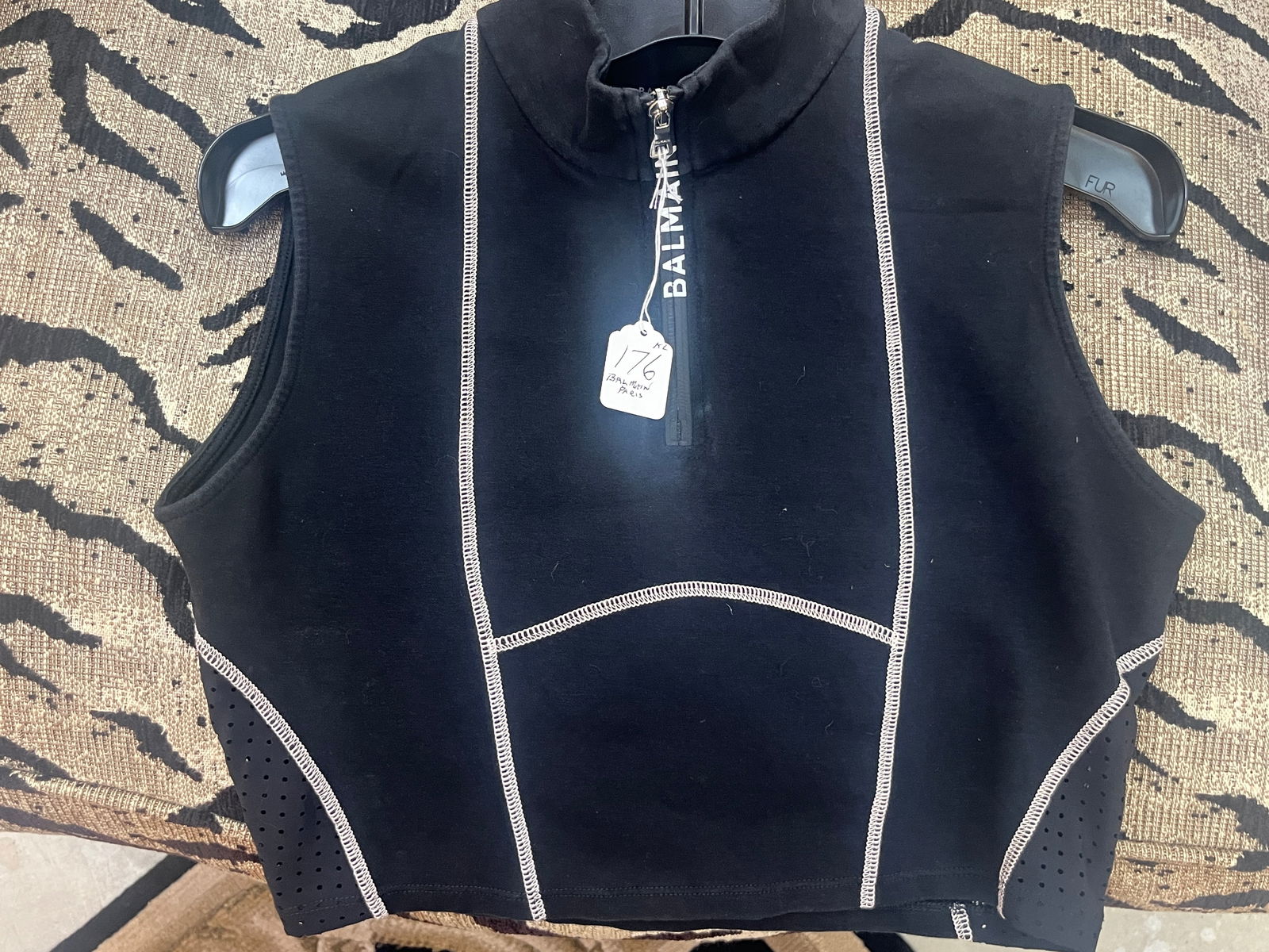 Balmain Logo-Print Sleeveless Crop Top-Paris (1 of 4)