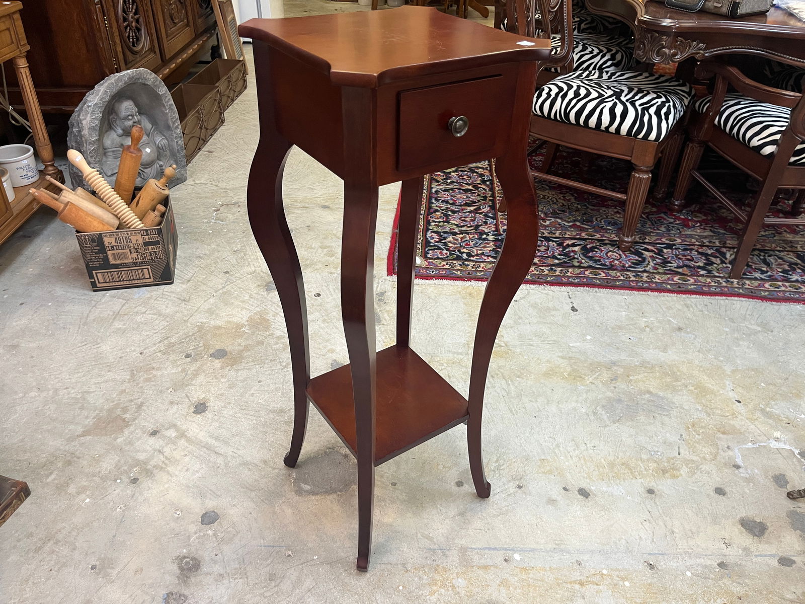 Cherrywood Pedestal 1-drawer Table 36x14sq. (1 of 3)
