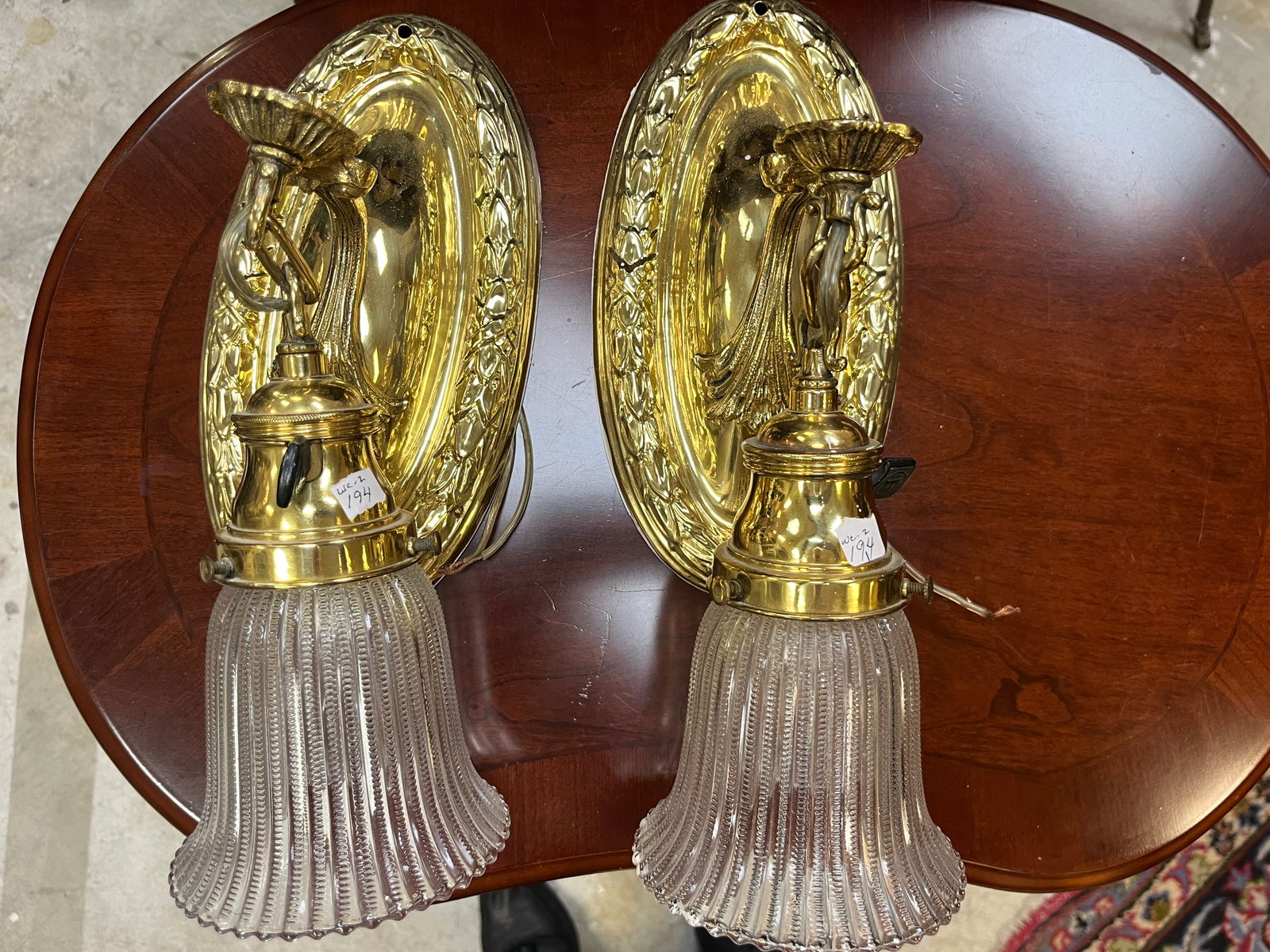 Pair Brass Hanging Light Sconces (1 of 3)