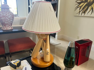 CHAMPRO OFFICIAL LEAGUE BASEBALL THEMED TABLE LAMP Light BALL 3 BATS