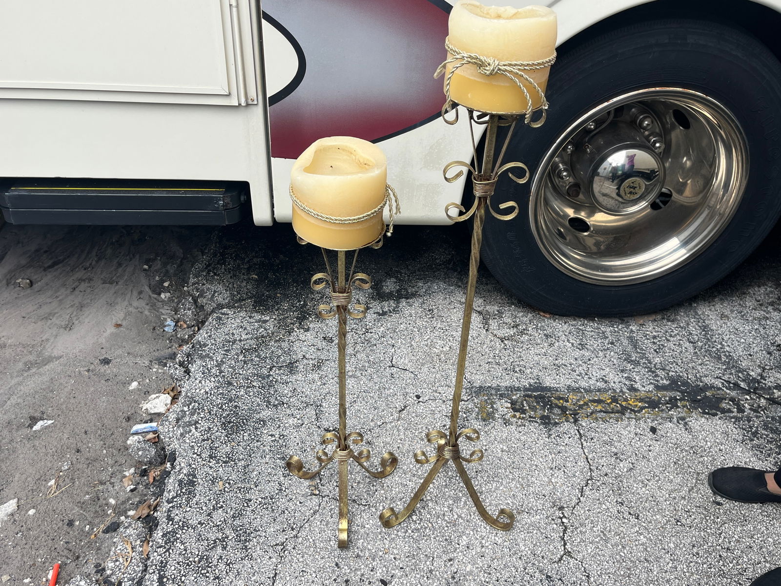 (2) Gold Metal Candle Stands (1 of 2)