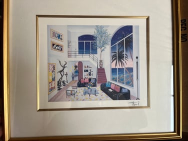 Francois "Fanch" Ledan French Artist Water Color depicting 'living Room'