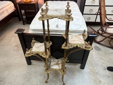 Victorian Brass & Onyx Four Tier Stand