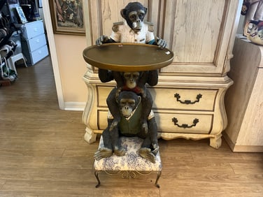 Whimsical Stacking Monkey Service Table