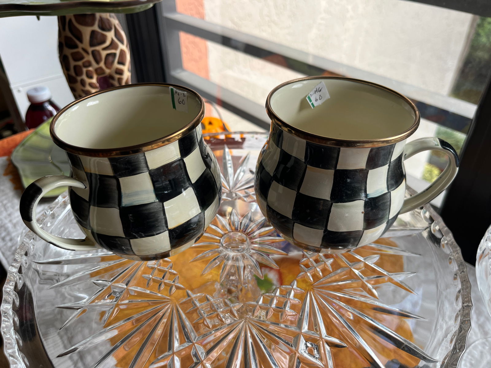 2-MacKenzie-Childs Courtly Check Mugs: 2-MacKenzie-Childs Courtly Check Mugs