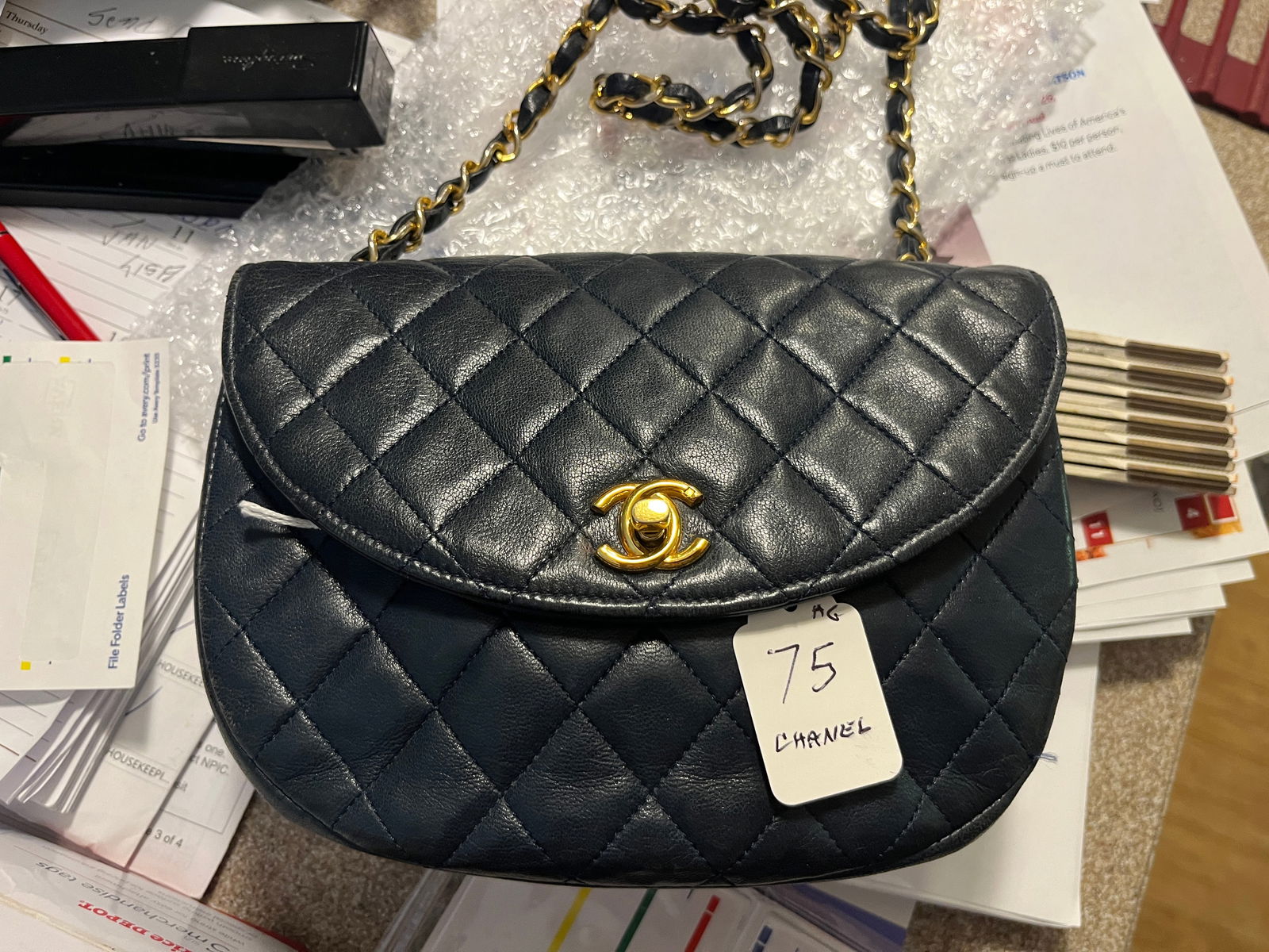 VTG Chanel Half Moon Quilted Lambskin Flap Bag (1 of 4)