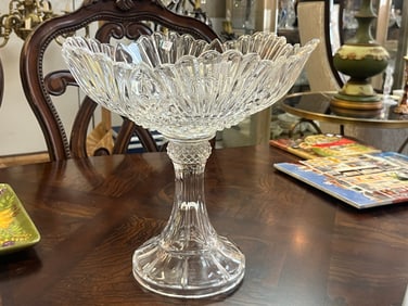 VTG Diamond Cut Crystal Compote Bowl - Shannon Crystal Design