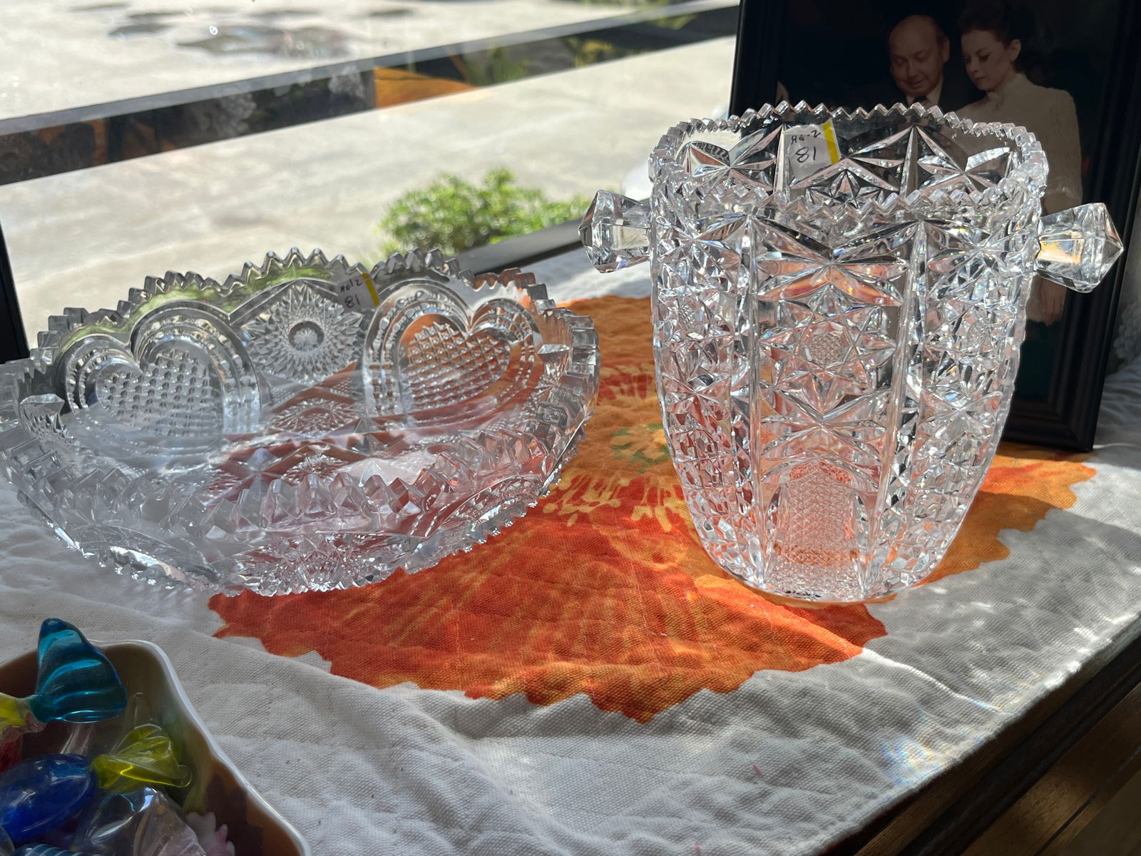 Crystal Ice Bucket & Crystal Bowl: Crystal Ice Bucket & 9" Bowl