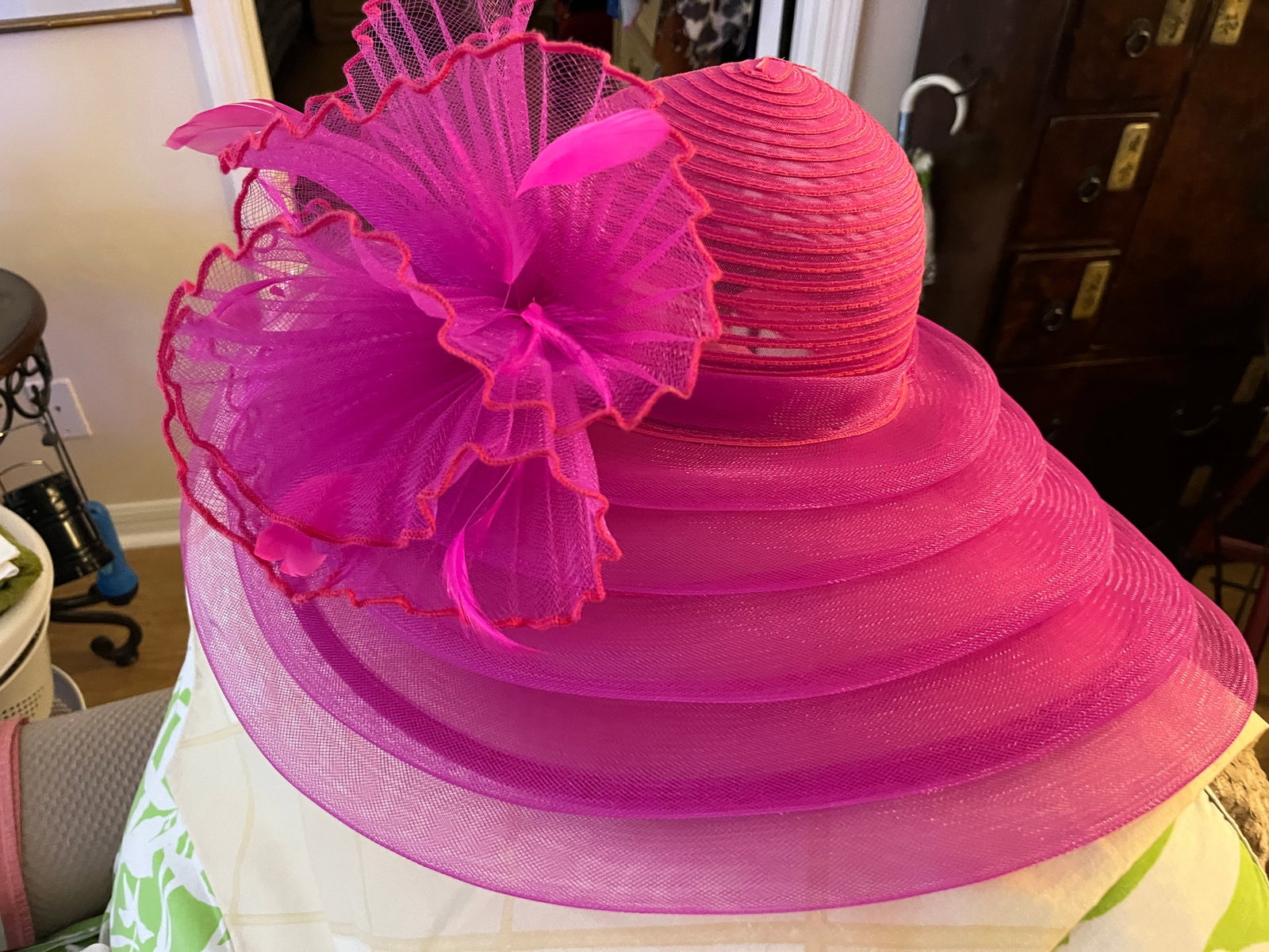 Fuchsia Pink Crinoline Fascinator Hat: Fuchsia Pink Crinoline Fascinator Hat