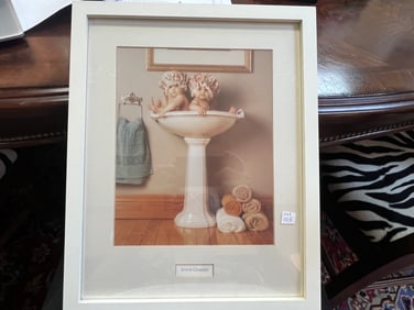 Print 'Kids Bathing' White Frame 15x12