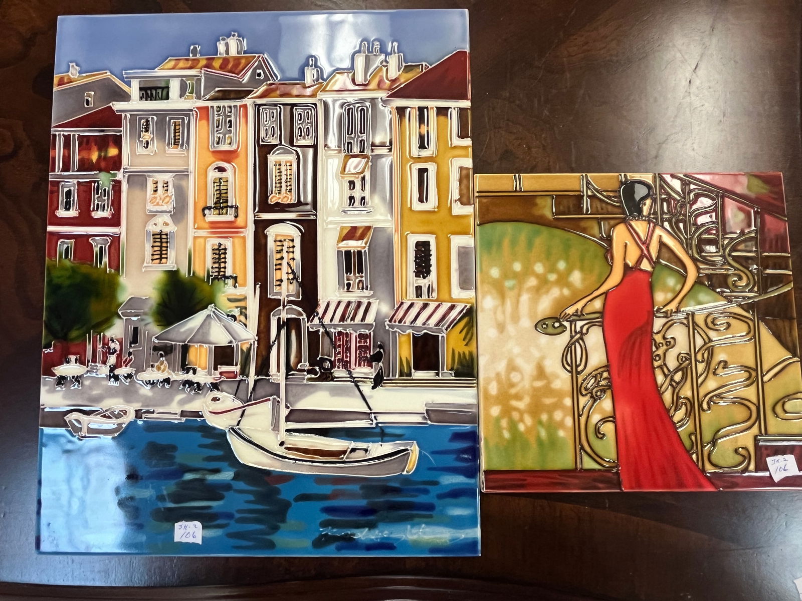 2pcs. Artistic Hand Painted Tile (1 of 3)