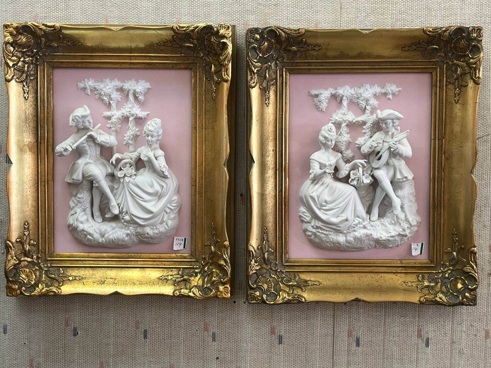 (2) Gold Framed VTG ALT Meissen Figural Wall Plaques (1 of 4)
