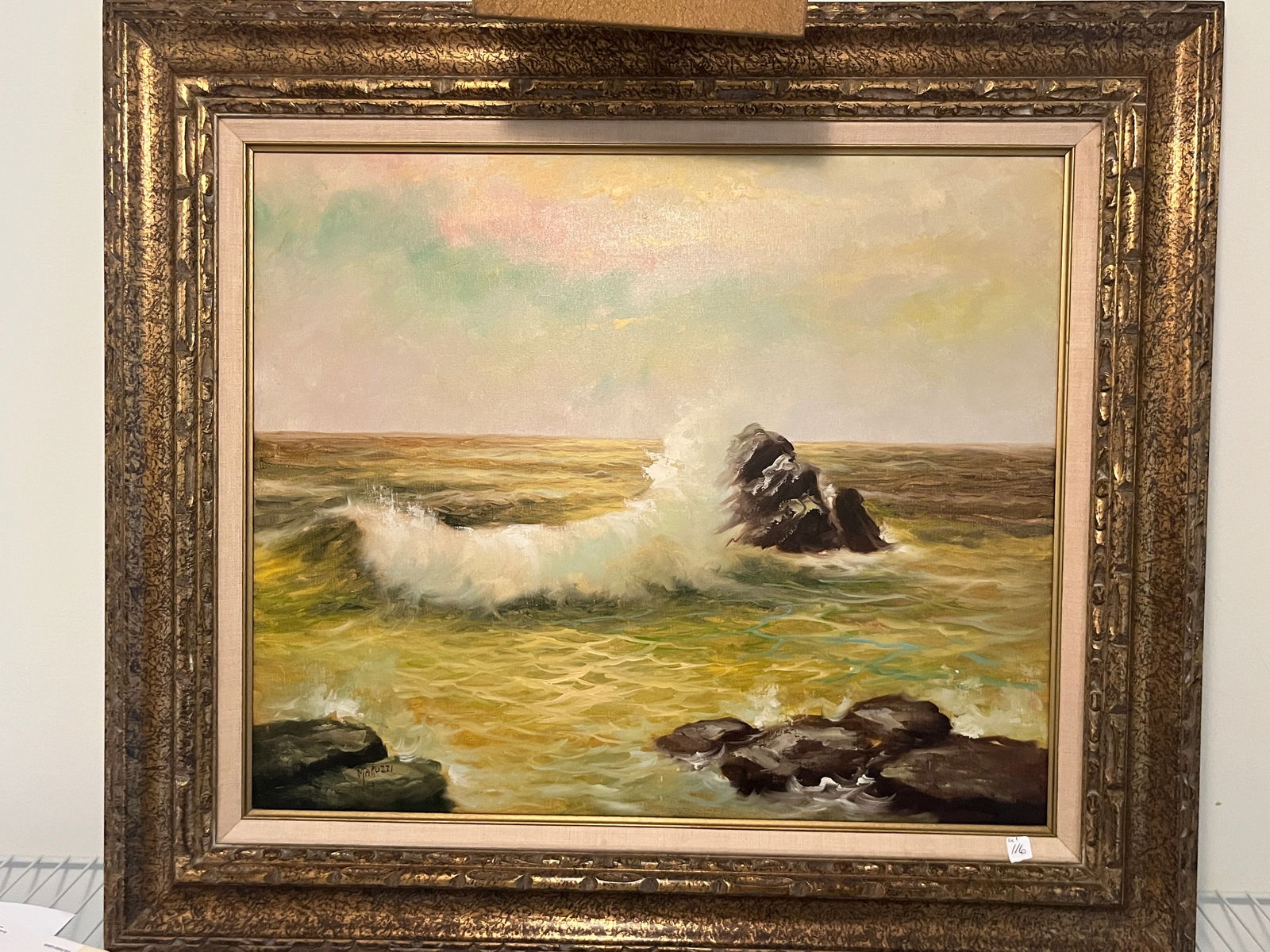 Oil/Canvas 'Ocean Wave' signed LL Maruzzi (1 of 3)