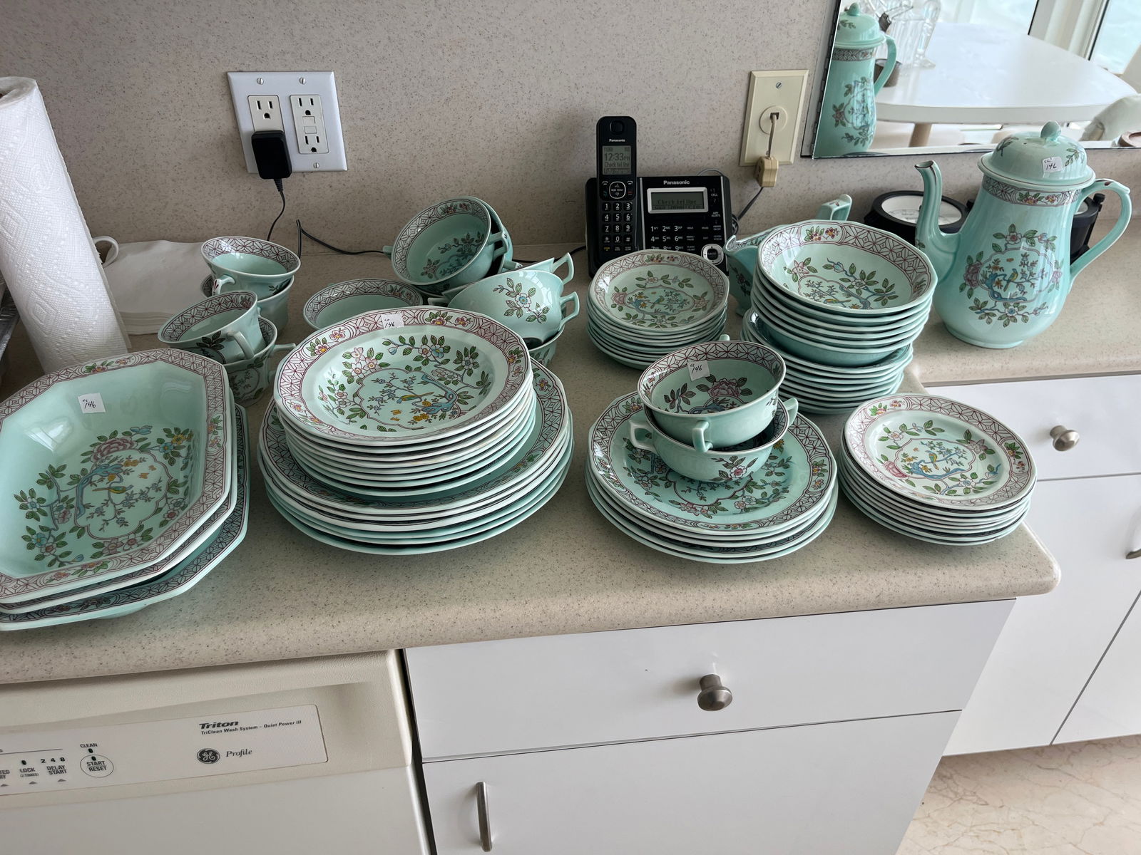 Lg. Assortment of Calyx Ware by Adams-Eng. 'Singapore Bird' (1 of 6)