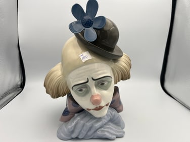 LLADRO 'Pensive' Clown with a Bowler Hat