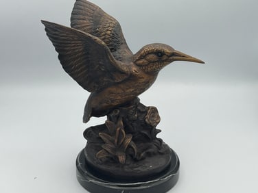 Signed Nardini Hummingbird Bird Bronze Sculpture Marshes Art Deco