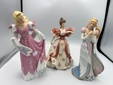 3-LENOX Collection Porcelain Figurines. First Waltz-The Swan Princess-Cinderella