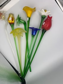 (8) Hand Blown Flowers