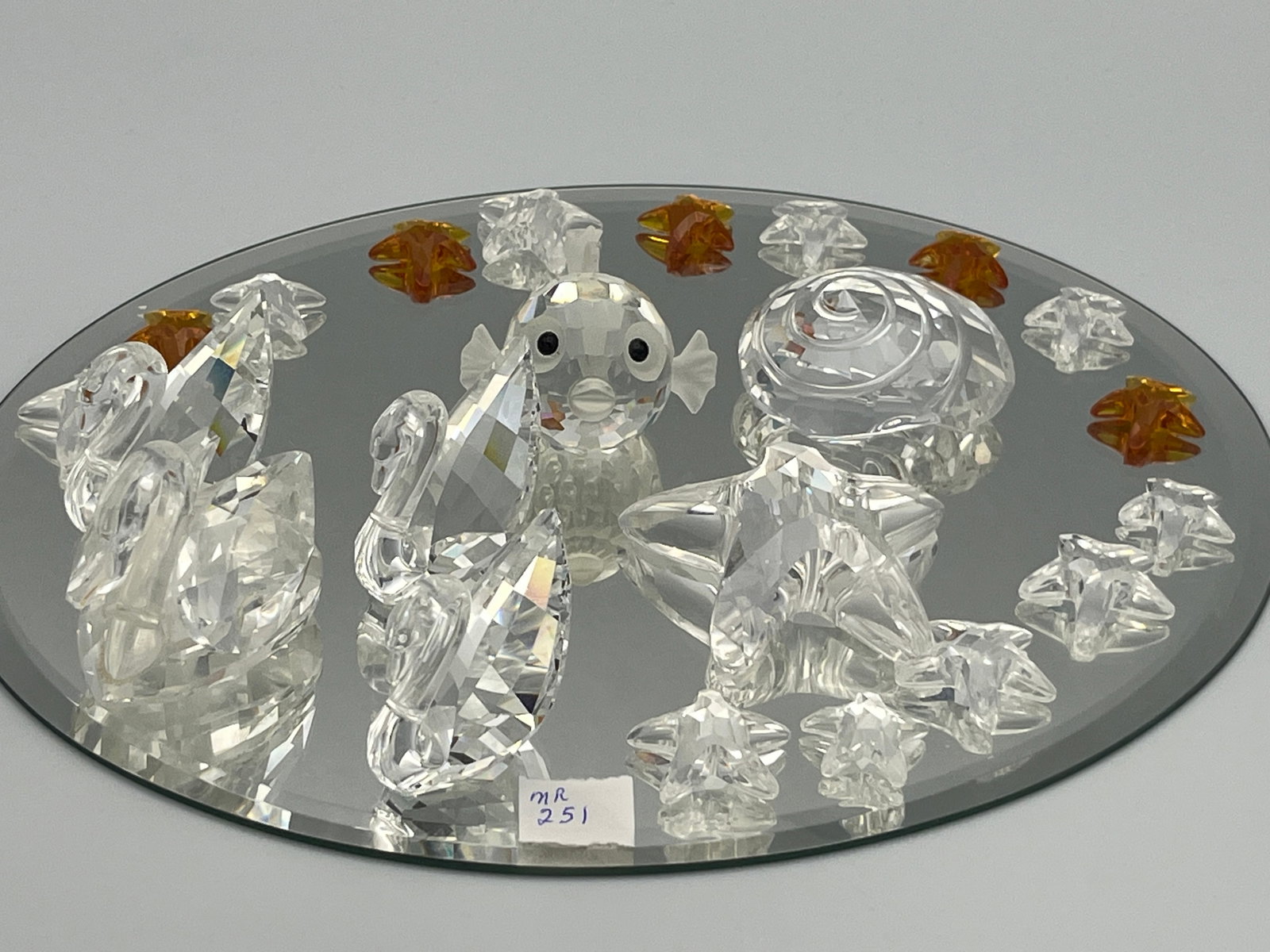 Swarvoski 16-Stars/4-Swan/Fish/Seashell on Mirror: Swarvoski 16-Stars/4-Swan/Fish/Seashell on Mirror