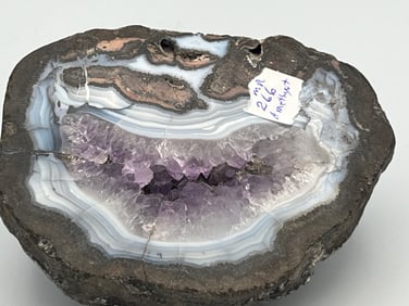Natural Amethyst Agate Q-Geode Quartz Crystal Mineral