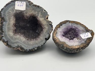 2-Natural Amethyst Agate Q=Geode Quartz Crystal Mineral