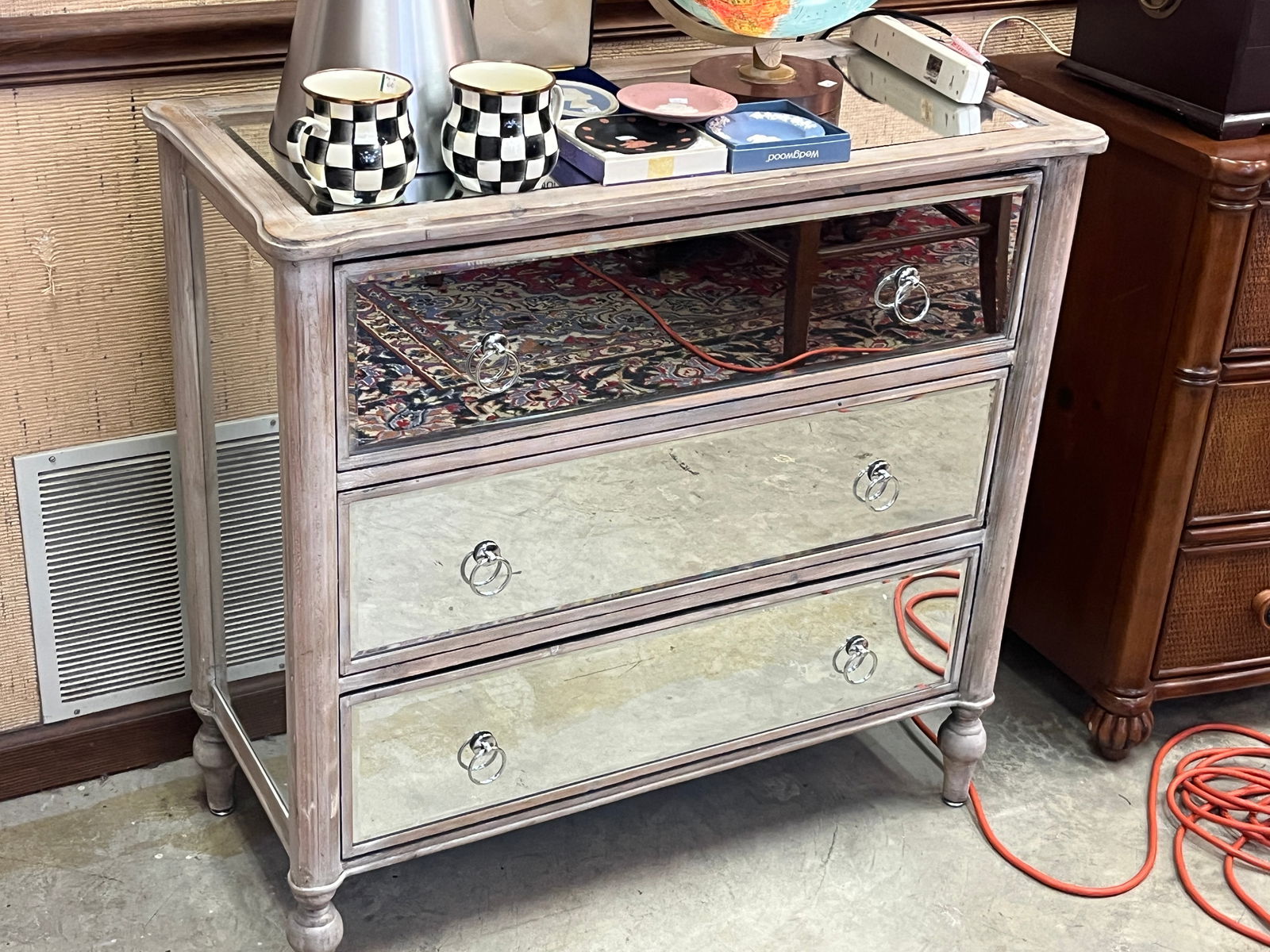 MCM Mirrored 3-Drawer Chest (1 of 3)