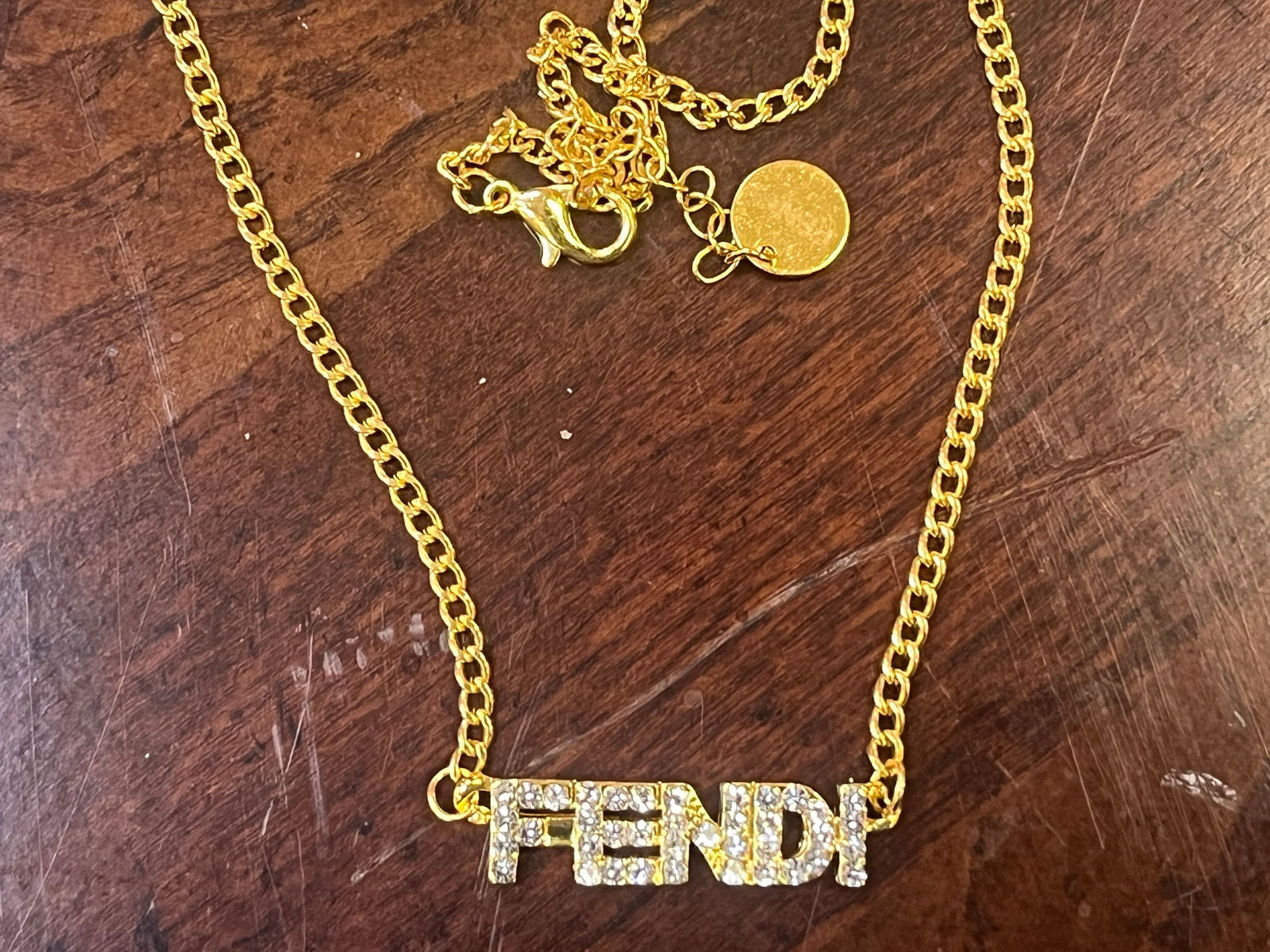 Fendi Gold Tone Necklace w/Stone Accents: Fendi Gold Tone Necklace w/Stone Accents