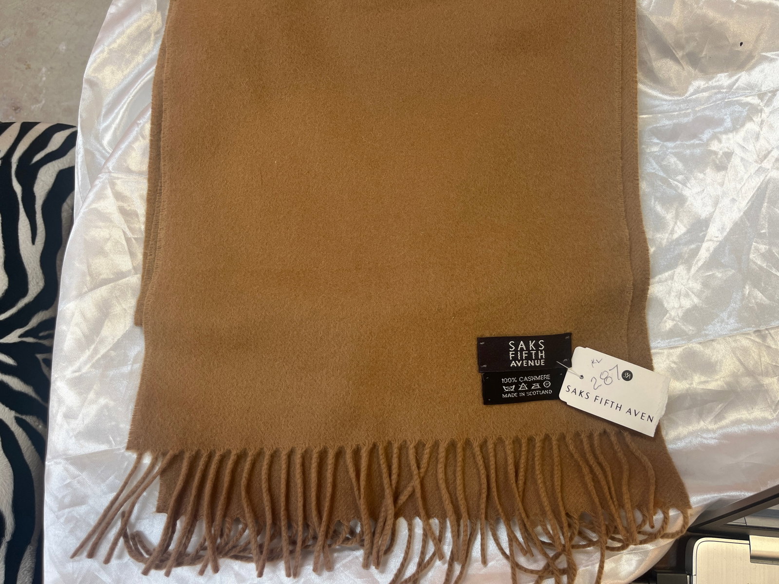 Saks Fifth Avenue 100% Cashmere Scarf-Scotland: Saks Fifth Avenue 100% Cashmere Scarf-Scotland, 12x58