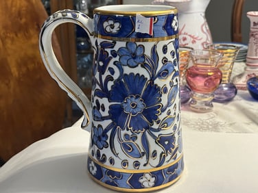 Handmade & Painted Blue/Gold Stein