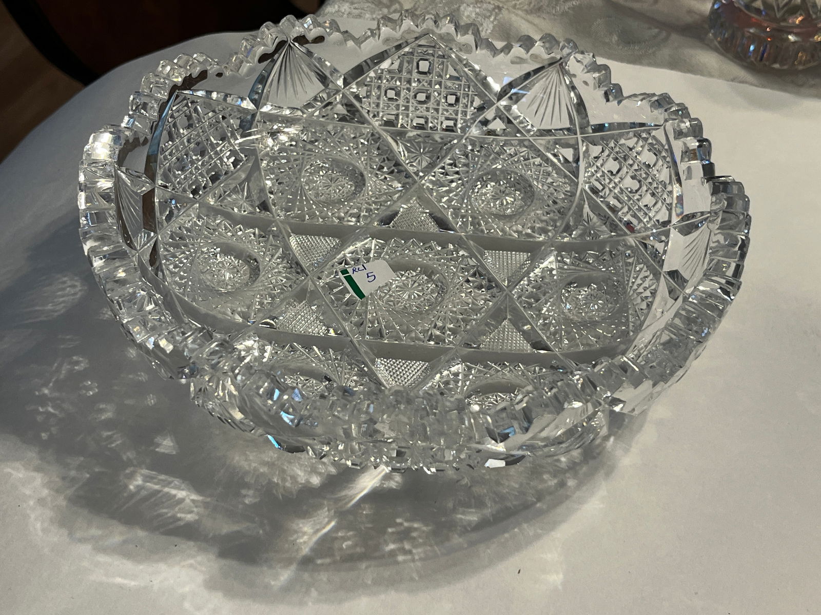 Brilliant Cut Crystal Bowl, 2h x 8dia.: Brilliant Cut Crystal Bowl, 2h x 8dia. (3-v.v. slight nicks)
