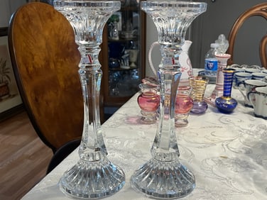Pair Crystal 12"h Candle Sticks