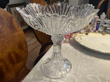VTG Diamond Cut Crystal Compote Bowl by Shannon Crystal Designs