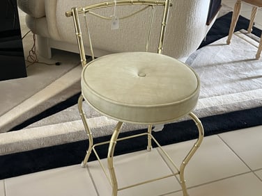 VTG Gold Plated Hollywood Regency George Kock & Sons Faux Bamboo Vanity Chair
