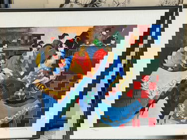 Serigraph 112/360 ' Café After Hours' 9x11 by Israeli artist Itzchak Tarkay