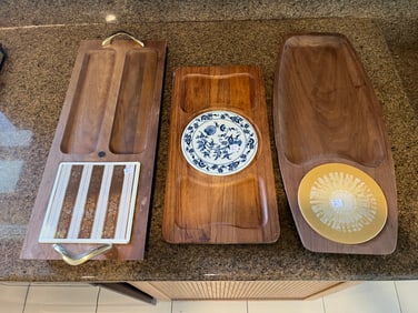 3-Wood Serving Boards with Hotplate